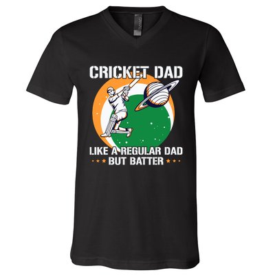 Cricket Sport Quote For An Indian Cricket Dad V-Neck T-Shirt