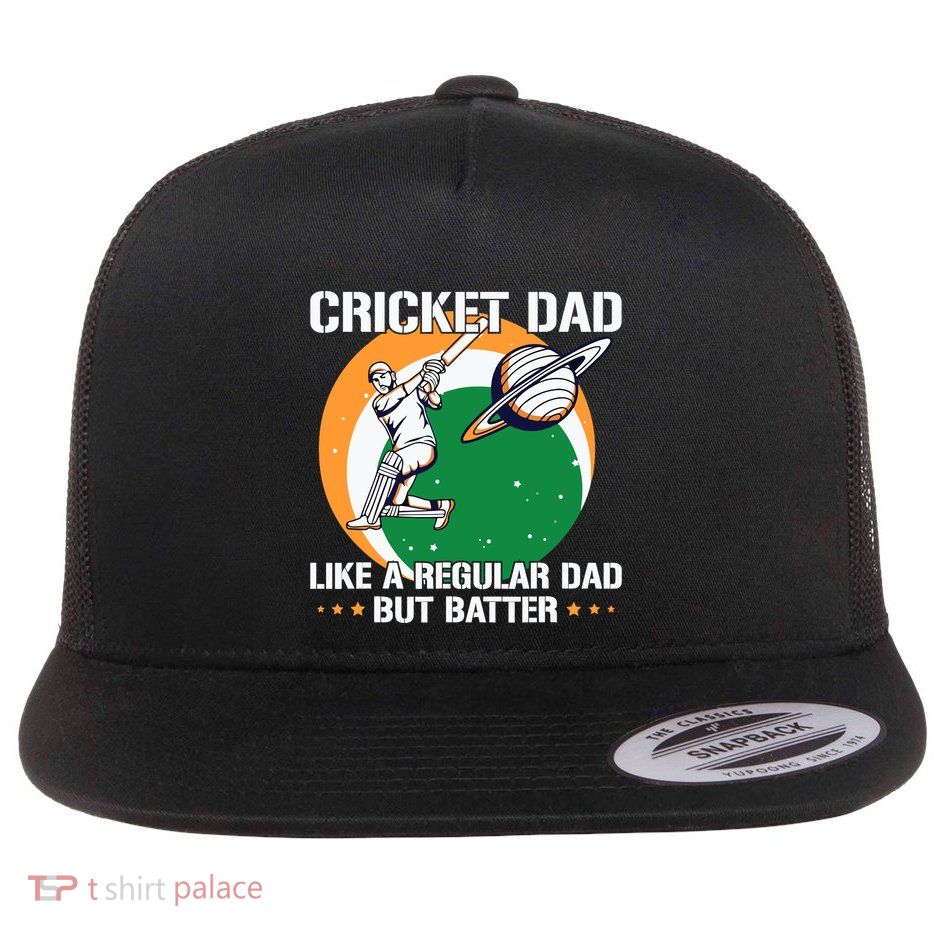 Cricket Sport Quote For An Indian Cricket Dad Flat Bill Trucker Hat