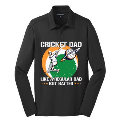 Cricket Sport Quote For An Indian Cricket Dad Silk Touch Performance Long Sleeve Polo