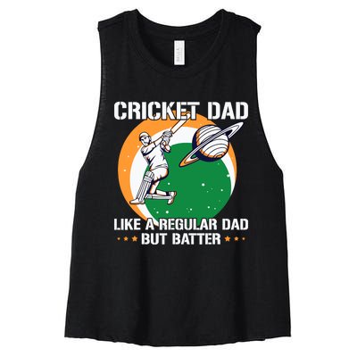 Cricket Sport Quote For An Indian Cricket Dad Women's Racerback Cropped Tank