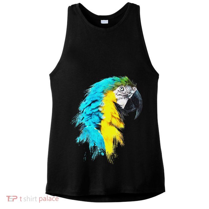 Colourful Scarlet Red Macaw Parrot Bird Painting Of Watercolour Ladies PosiCharge Tri-Blend Wicking Tank