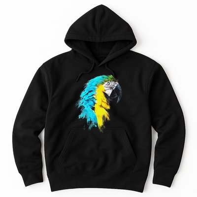 Colourful Scarlet Red Macaw Parrot Bird Painting Of Watercolour Hoodie