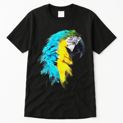 Colourful Scarlet Red Macaw Parrot Bird Painting Of Watercolour Tall T-Shirt