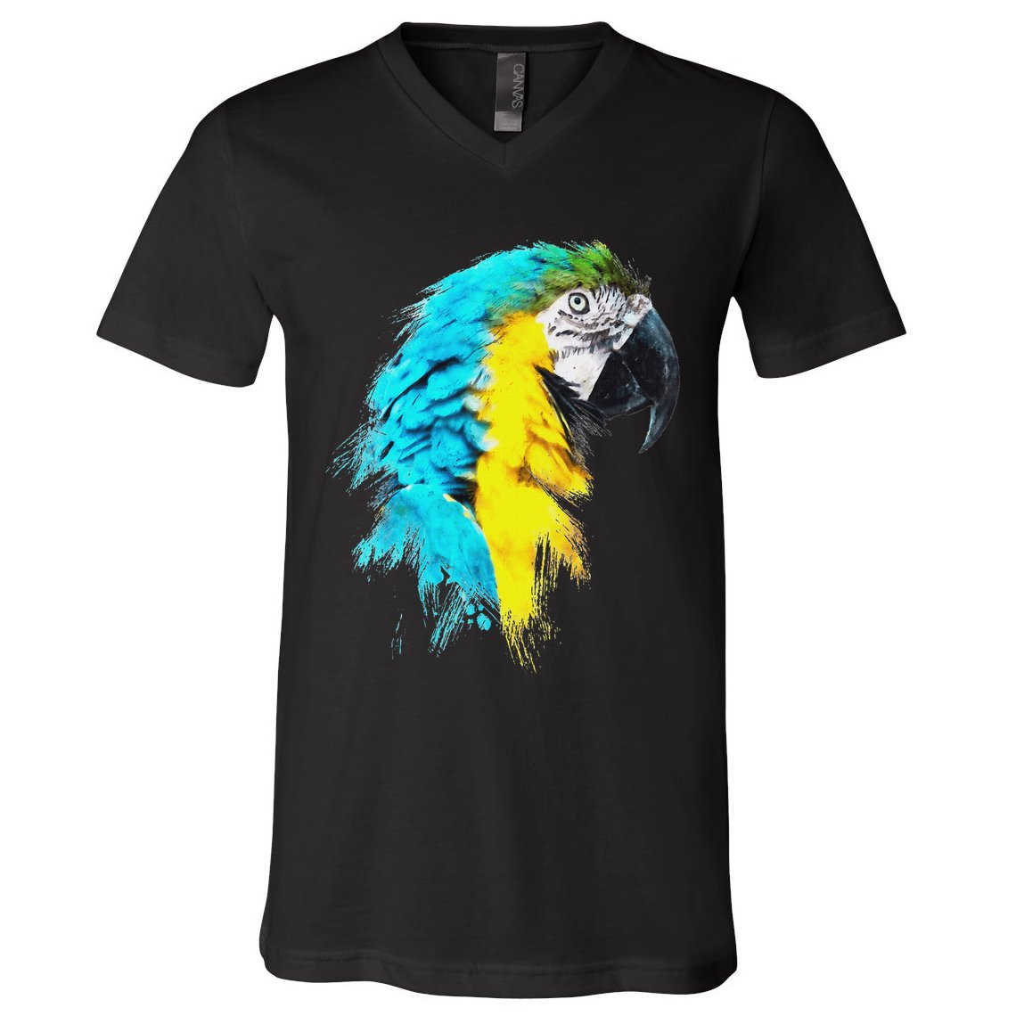 Colourful Scarlet Red Macaw Parrot Bird Painting Of Watercolour V-Neck T-Shirt