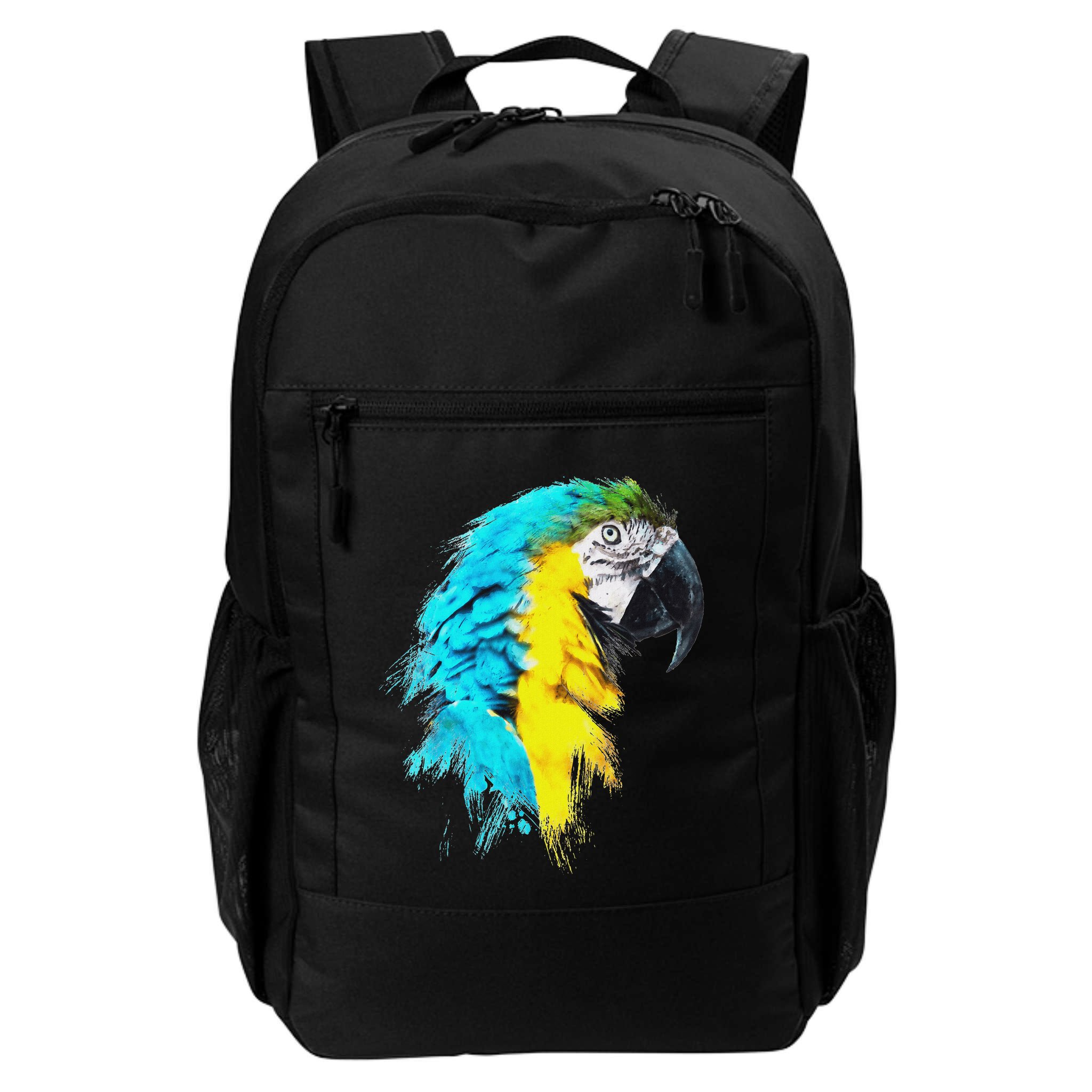 Colourful Scarlet Red Macaw Parrot Bird Painting Of Watercolour Backpack