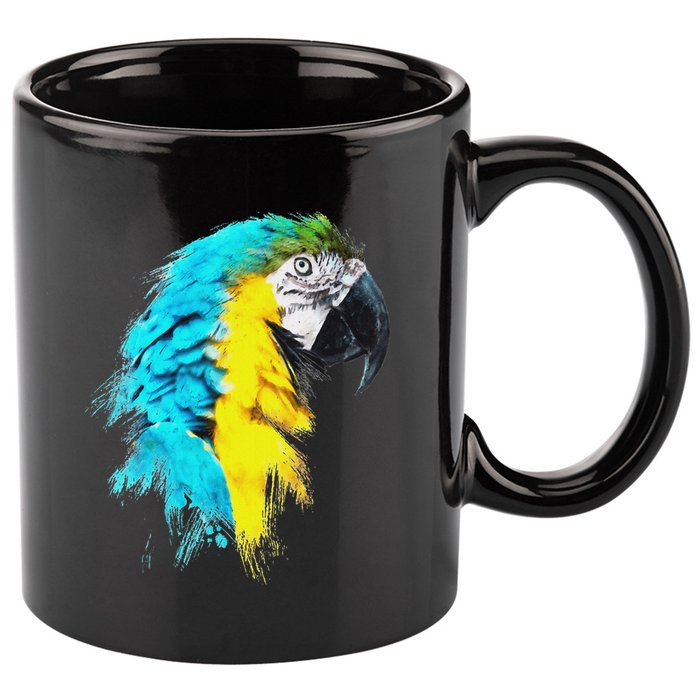 Colourful Scarlet Red Macaw Parrot Bird Painting Of Watercolour 11oz C Handle Ceramic Mug