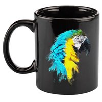 Colourful Scarlet Red Macaw Parrot Bird Painting Of Watercolour 11oz C Handle Ceramic Mug