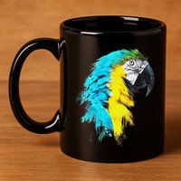 Colourful Scarlet Red Macaw Parrot Bird Painting Of Watercolour 11oz C Handle Ceramic Mug