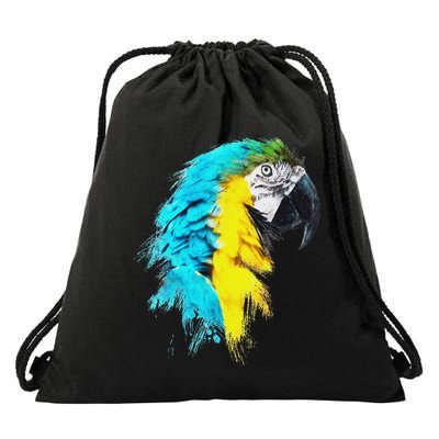 Colourful Scarlet Red Macaw Parrot Bird Painting Of Watercolour Drawstring Bag
