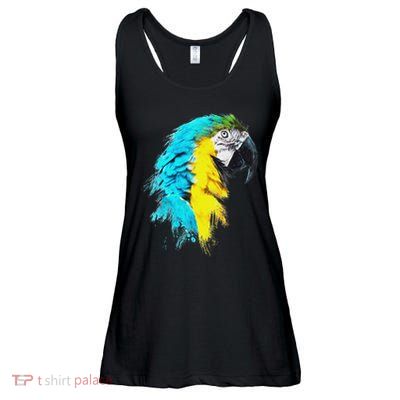 Colourful Scarlet Red Macaw Parrot Bird Painting Of Watercolour Ladies Essential Flowy Tank