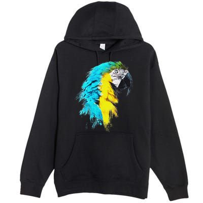 Colourful Scarlet Red Macaw Parrot Bird Painting Of Watercolour Premium Pullover Hoodie