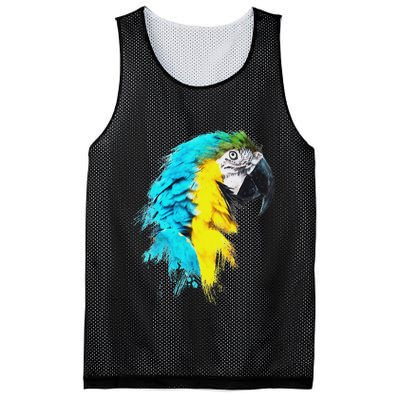 Colourful Scarlet Red Macaw Parrot Bird Painting Of Watercolour Mesh Reversible Basketball Jersey Tank