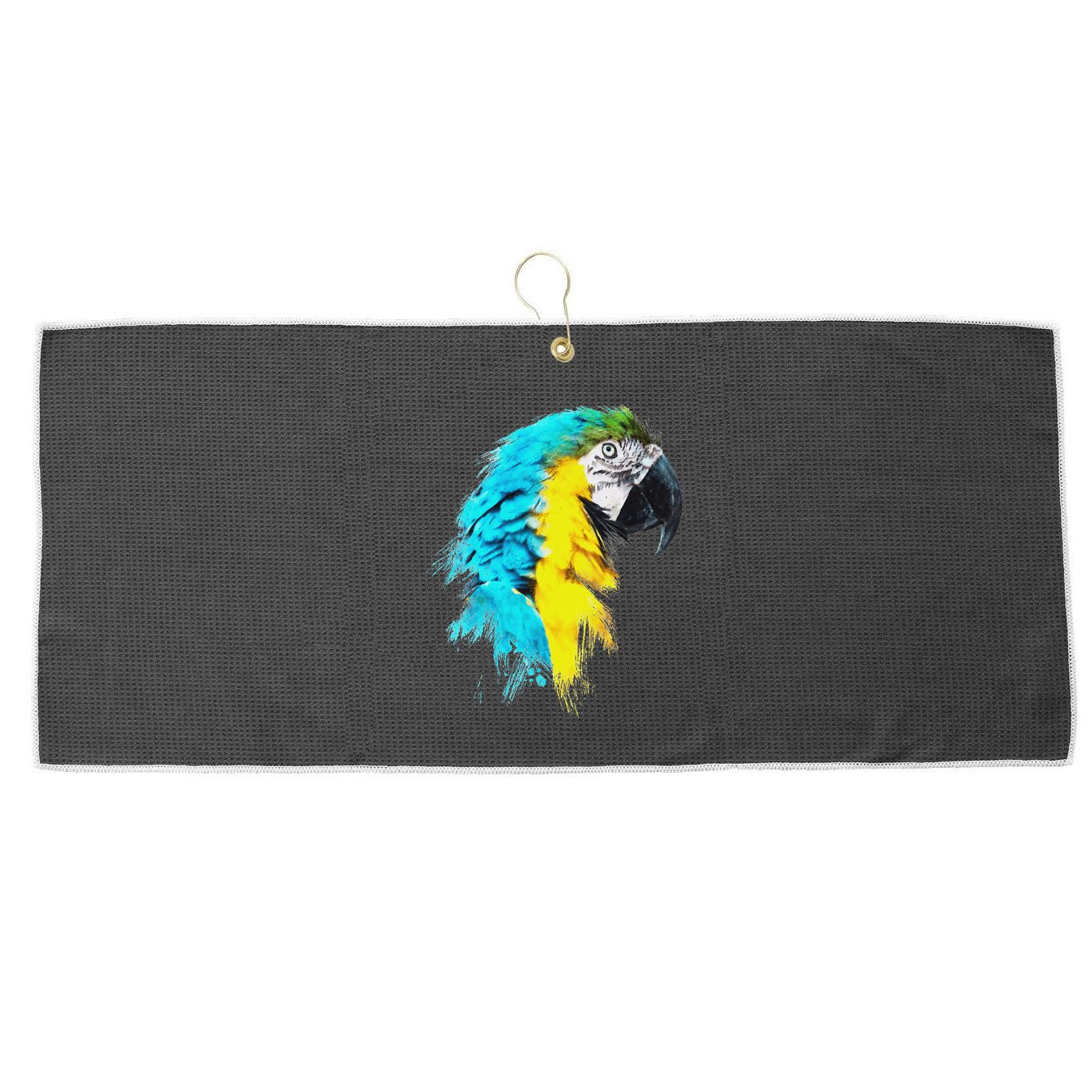 Colourful Scarlet Red Macaw Parrot Bird Painting Of Watercolour Large Microfiber Waffle Golf Towel