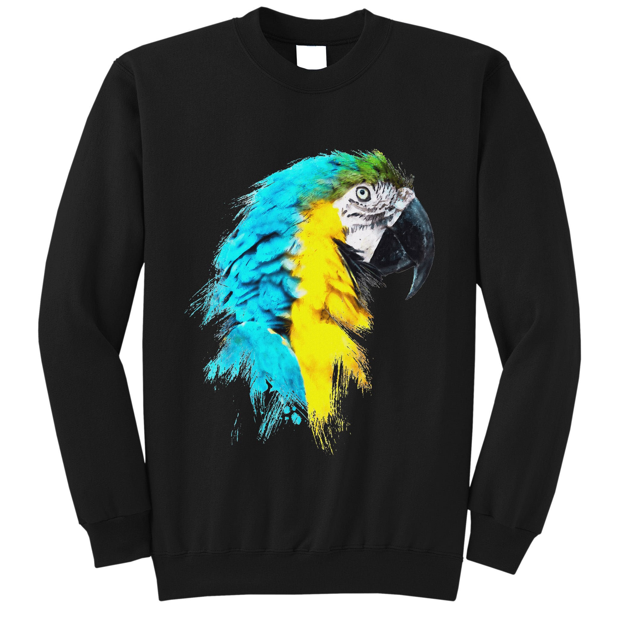 Colourful Scarlet Red Macaw Parrot Bird Painting Of Watercolour Tall Sweatshirt