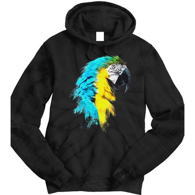 Colourful Scarlet Red Macaw Parrot Bird Painting Of Watercolour Tie Dye Hoodie
