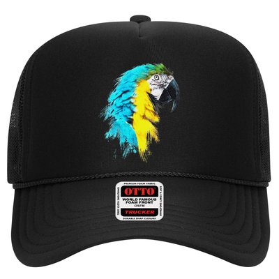 Colourful Scarlet Red Macaw Parrot Bird Painting Of Watercolour Trucker Hat