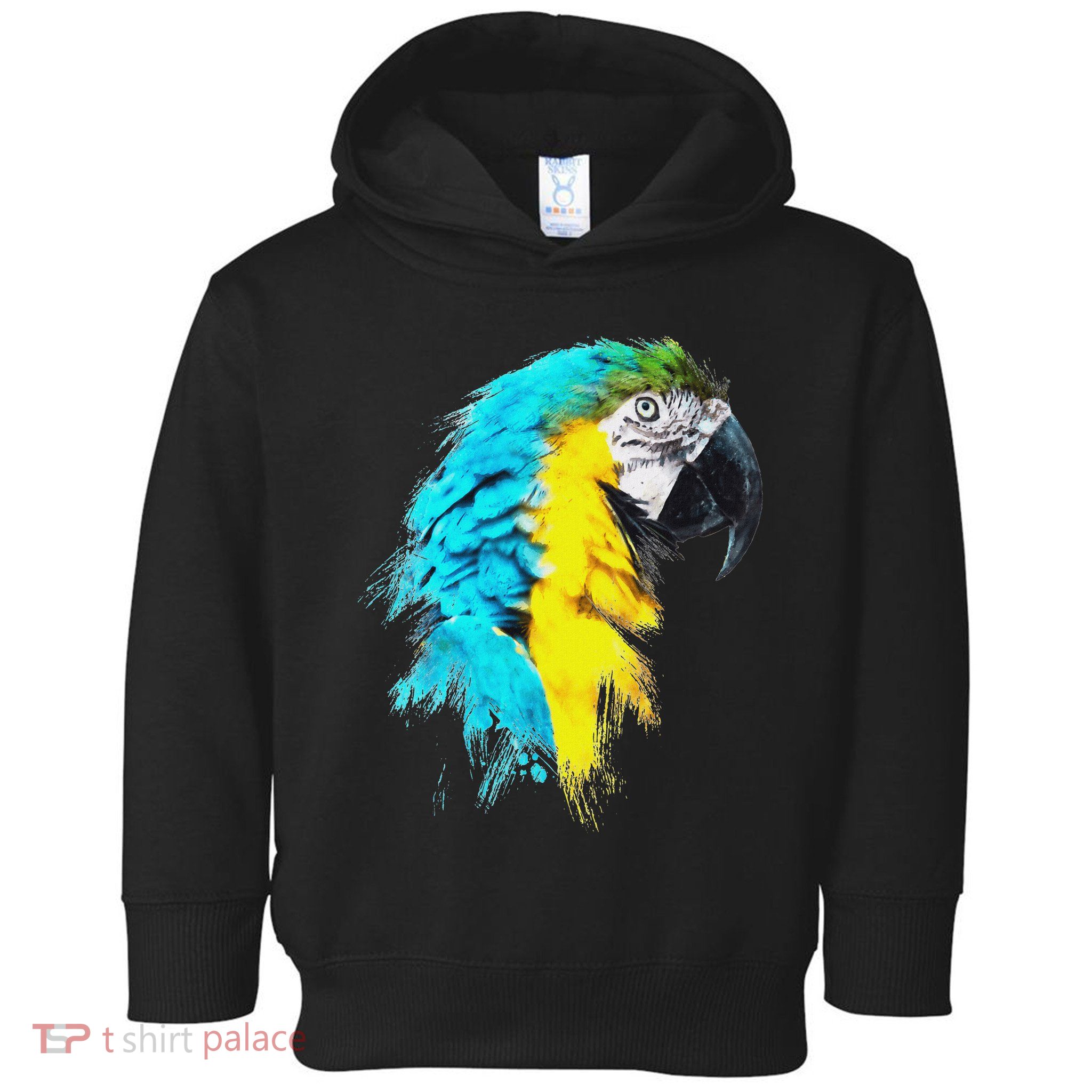 Colourful Scarlet Red Macaw Parrot Bird Painting Of Watercolour Toddler Hoodie