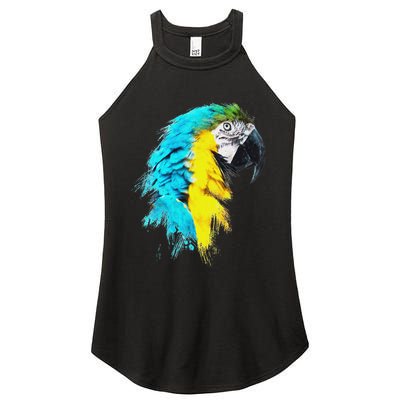 Colourful Scarlet Red Macaw Parrot Bird Painting Of Watercolour Women's Perfect Tri Rocker Tank