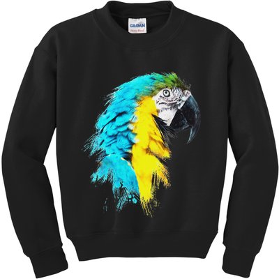 Colourful Scarlet Red Macaw Parrot Bird Painting Of Watercolour Kids Sweatshirt