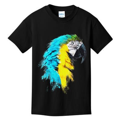 Colourful Scarlet Red Macaw Parrot Bird Painting Of Watercolour Kids T-Shirt