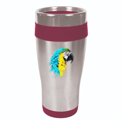 Colourful Scarlet Red Macaw Parrot Bird Painting Of Watercolour 16oz Travel Tumbler
