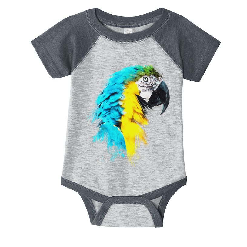 Colourful Scarlet Red Macaw Parrot Bird Painting Of Watercolour Infant Baby Jersey Bodysuit