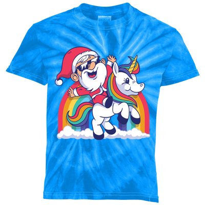 Cute Santa Riding Unicorn Christmas Gift Xmas Present Funny Gift Kids Tie-Dye T-Shirt