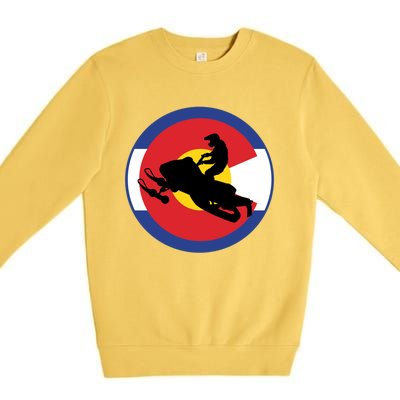 Colorado Snowmobile Rider Snowmobiling In Colorado Gift Premium Crewneck Sweatshirt