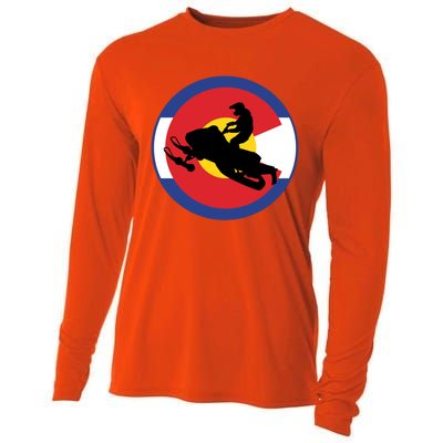 Colorado Snowmobile Rider Snowmobiling In Colorado Gift Cooling Performance Long Sleeve Crew