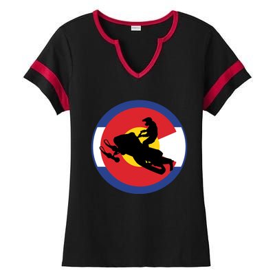 Colorado Snowmobile Rider Snowmobiling In Colorado Gift Ladies Halftime Notch Neck Tee