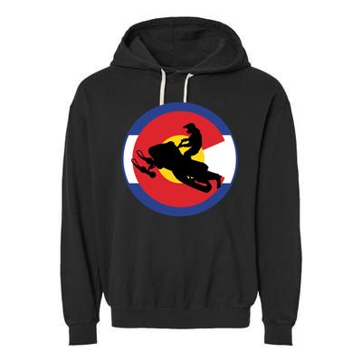 Colorado Snowmobile Rider Snowmobiling In Colorado Gift Garment-Dyed Fleece Hoodie
