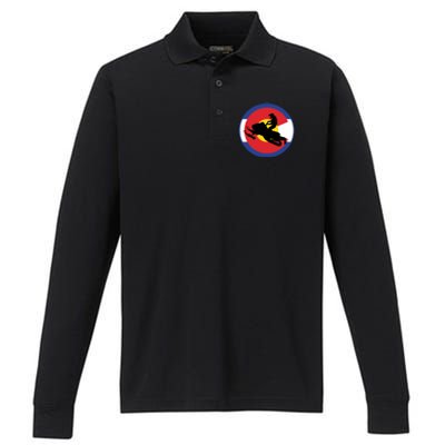 Colorado Snowmobile Rider Snowmobiling In Colorado Gift Performance Long Sleeve Polo