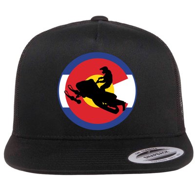Colorado Snowmobile Rider Snowmobiling In Colorado Gift Flat Bill Trucker Hat