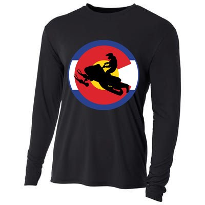 Colorado Snowmobile Rider Snowmobiling In Colorado Gift Cooling Performance Long Sleeve Crew