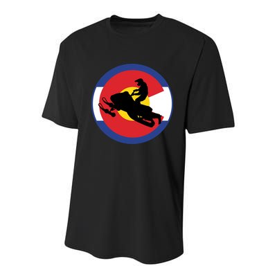 Colorado Snowmobile Rider Snowmobiling In Colorado Gift Youth Performance Sprint T-Shirt