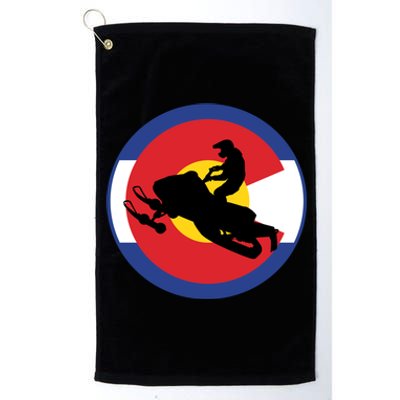 Colorado Snowmobile Rider Snowmobiling In Colorado Gift Platinum Collection Golf Towel