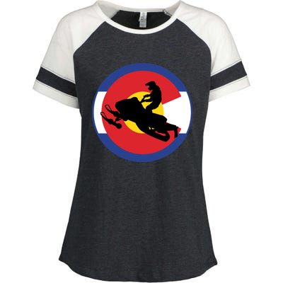 Colorado Snowmobile Rider Snowmobiling In Colorado Gift Enza Ladies Jersey Colorblock Tee