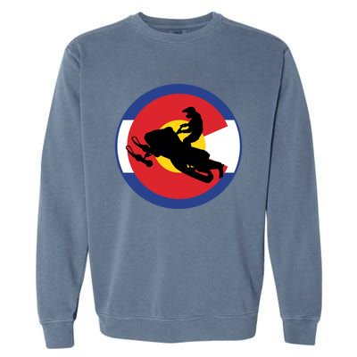 Colorado Snowmobile Rider Snowmobiling In Colorado Gift Garment-Dyed Sweatshirt