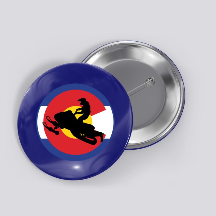 Colorado Snowmobile Rider Snowmobiling In Colorado Gift Button