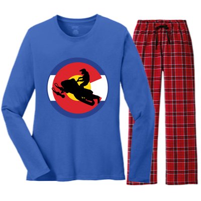 Colorado Snowmobile Rider Snowmobiling In Colorado Gift Women's Long Sleeve Flannel Pajama Set 