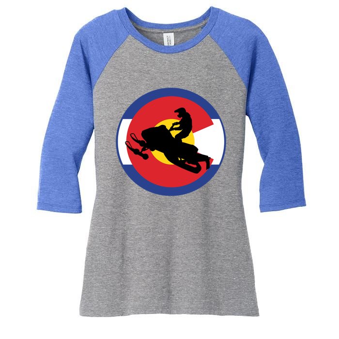 Colorado Snowmobile Rider Snowmobiling In Colorado Gift Women's Tri-Blend 3/4-Sleeve Raglan Shirt