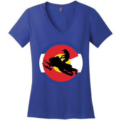 Colorado Snowmobile Rider Snowmobiling In Colorado Gift Women's V-Neck T-Shirt