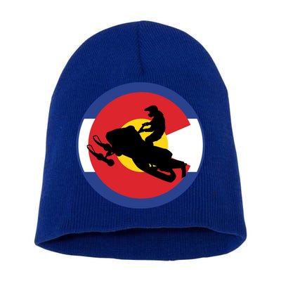 Colorado Snowmobile Rider Snowmobiling In Colorado Gift Short Acrylic Beanie