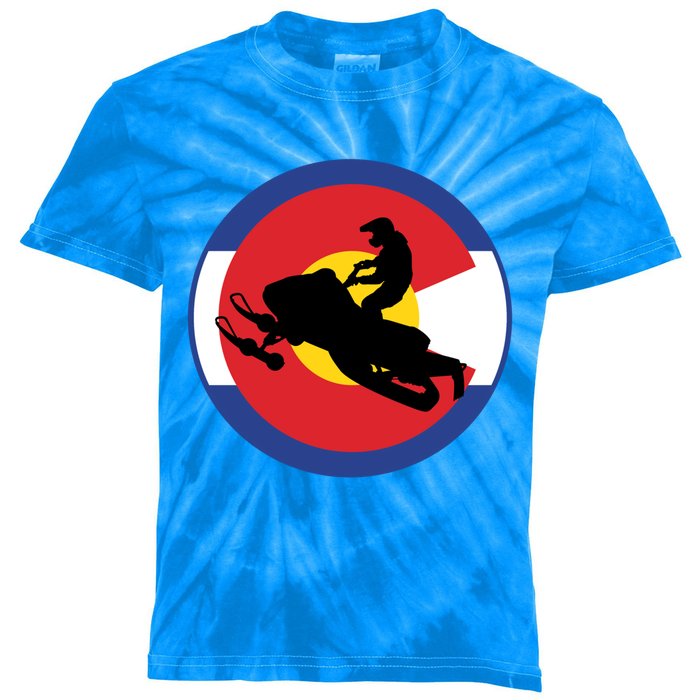 Colorado Snowmobile Rider Snowmobiling In Colorado Gift Kids Tie-Dye T-Shirt