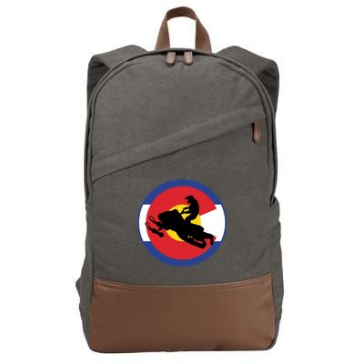 Colorado Snowmobile Rider Snowmobiling In Colorado Gift Cotton Canvas Backpack