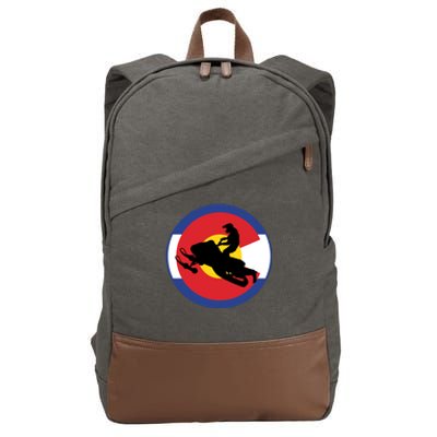 Colorado Snowmobile Rider Snowmobiling In Colorado Gift Cotton Canvas Backpack