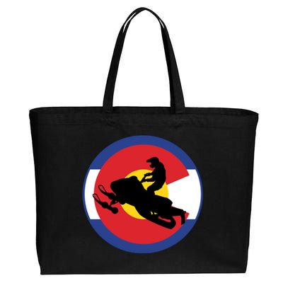 Colorado Snowmobile Rider Snowmobiling In Colorado Gift Cotton Canvas Jumbo Tote