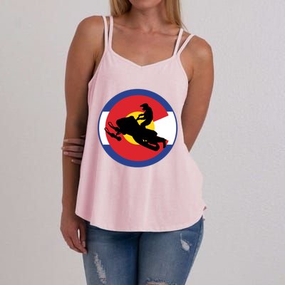 Colorado Snowmobile Rider Snowmobiling In Colorado Gift Women's Strappy Tank