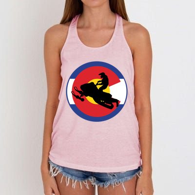 Colorado Snowmobile Rider Snowmobiling In Colorado Gift Women's Knotted Racerback Tank