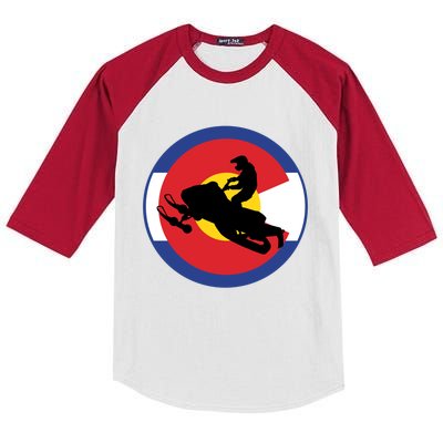 Colorado Snowmobile Rider Snowmobiling In Colorado Gift Kids Colorblock Raglan Jersey